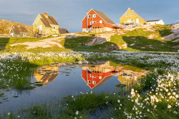 Greenland View Colorful Houses Ilulissat City Icefjord Tourist Destination Arctic — Fotografia de Stock