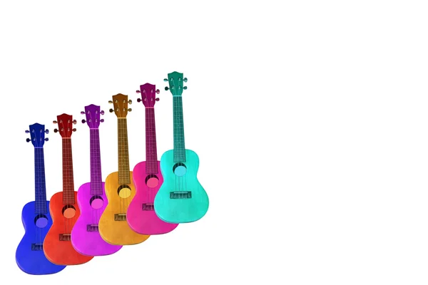Színe teljes ukulele — Stock Fotó