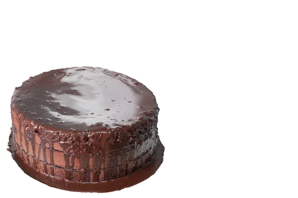 Schokoladenkuchen mit weißem Hintergrund — Stockfoto