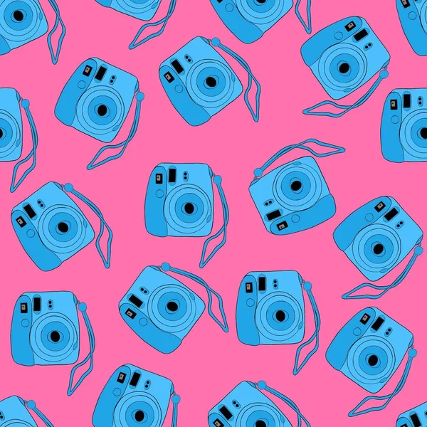 Camera Pattern Retro Cameras Vector Illustration — Stock Vector