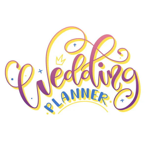 Planejador de casamento letras coloridas com elemento doodle — Vetor de Stock