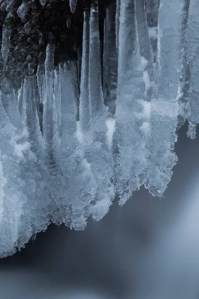 Scenic View Frozen River Stream Winter Close — Stock Photo, Image