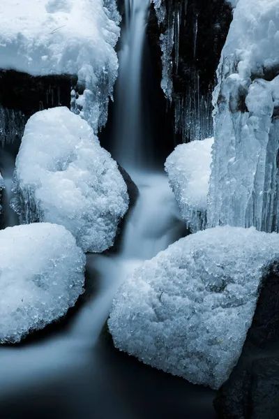 Scenic View Frozen River Stream Winter Close — Stock Photo, Image