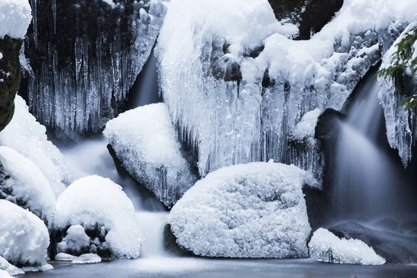 Close View Frozen River Stream Winter — Stock Photo, Image