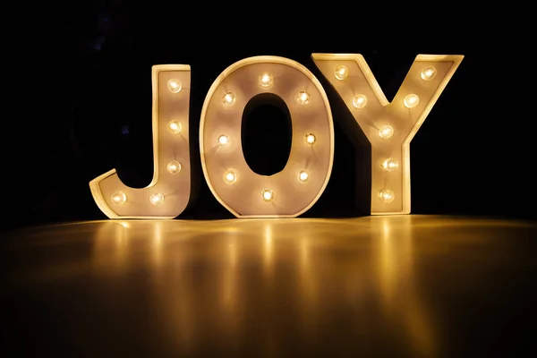 Gloeiende Tekst Met Joy Christmas — Stockfoto