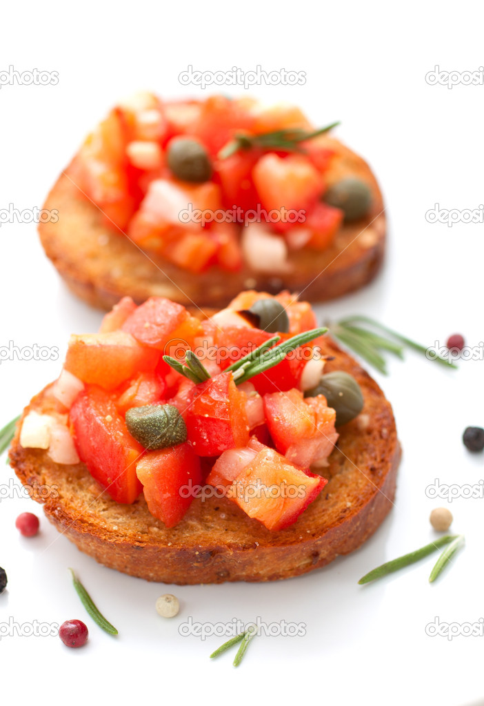 Bruscetta with tomatoes and rosemary