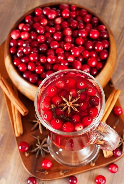 Hot mulled wine with berries — Stock Photo, Image