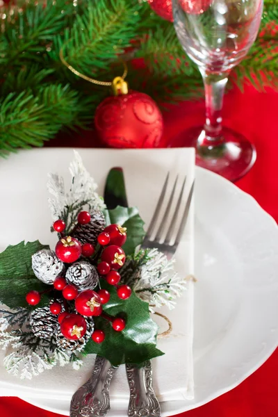 Kerst tabel instelling ingericht — Stockfoto