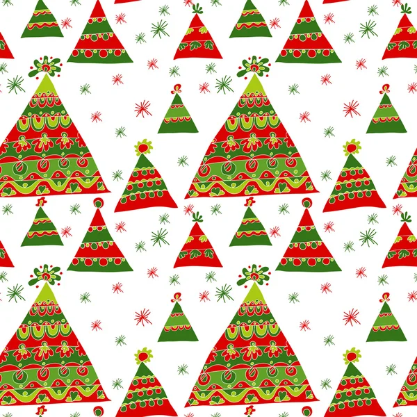 Patrón con árboles de Navidad, color gamma rojo y verde — Archivo Imágenes Vectoriales