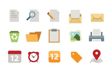 Flat document icon set clipart