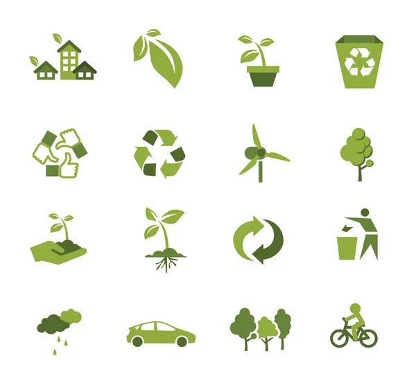 绿色生态图标 图库插图