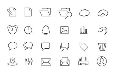 basit konturlu belgeyi simge seti