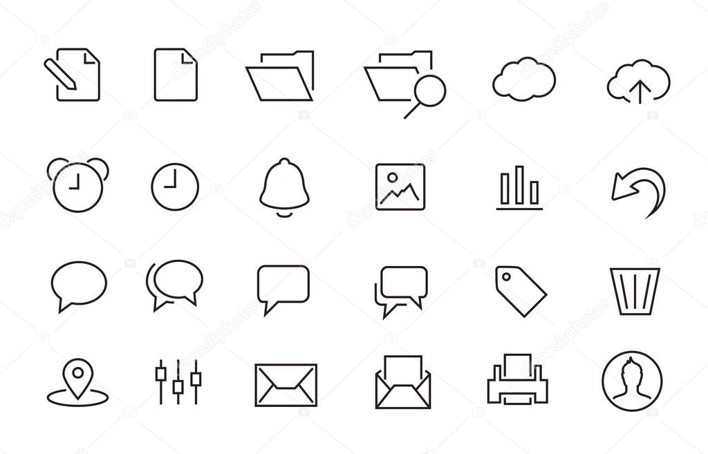 Simple Stroked document icon set