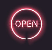 otevřené neonový nápis