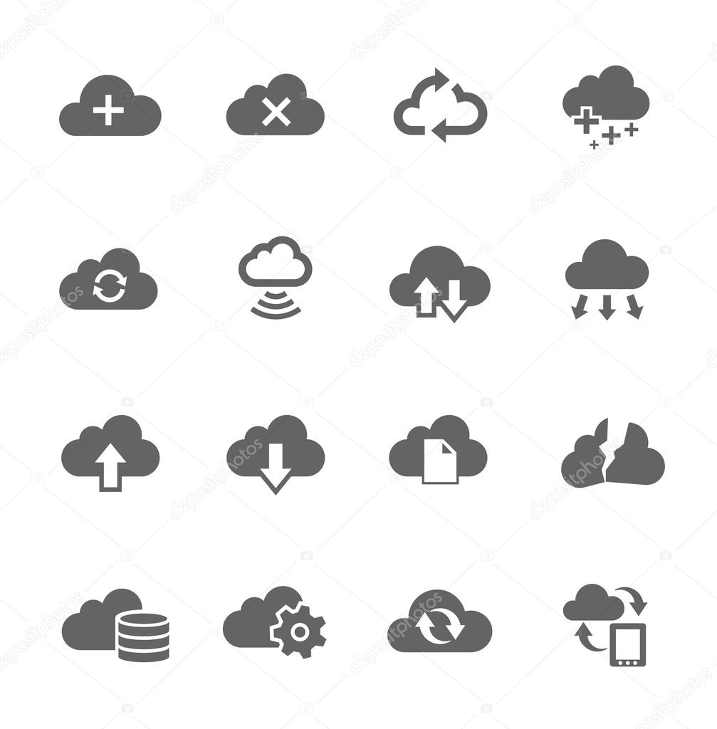 Simple Icon set related to computing cloud