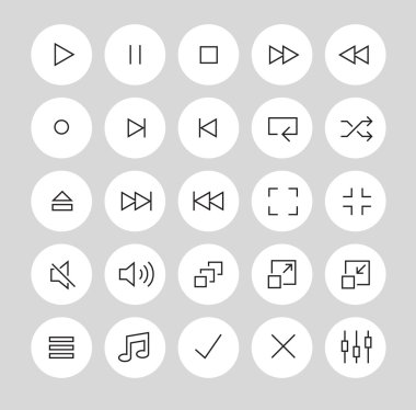 video/audio player düğmeleri