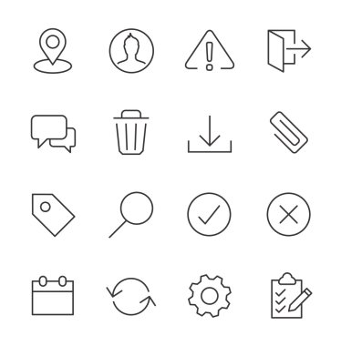 Stroked interface icon set. clipart