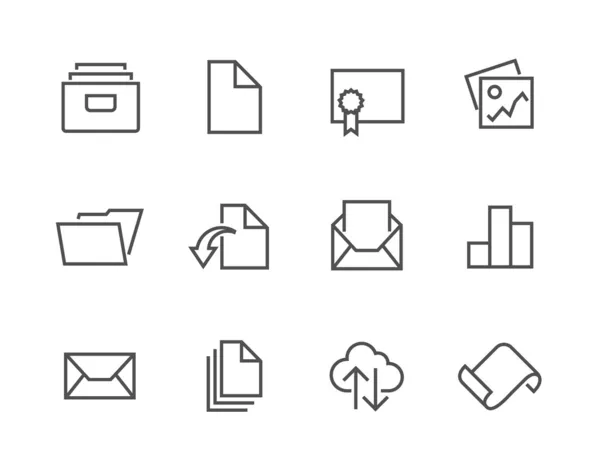 Conjunto de iconos de documento acariciado — Vector de stock