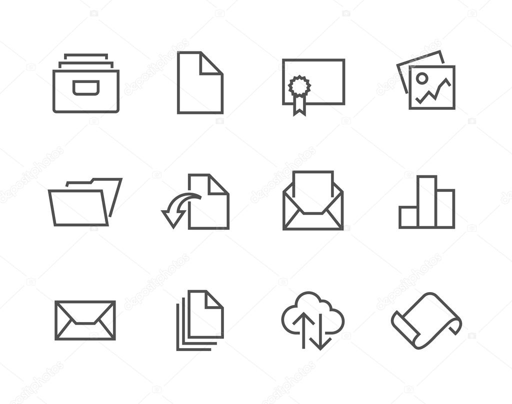 Stroked Document Icon Set