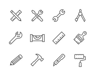 Thin line Tools icons clipart