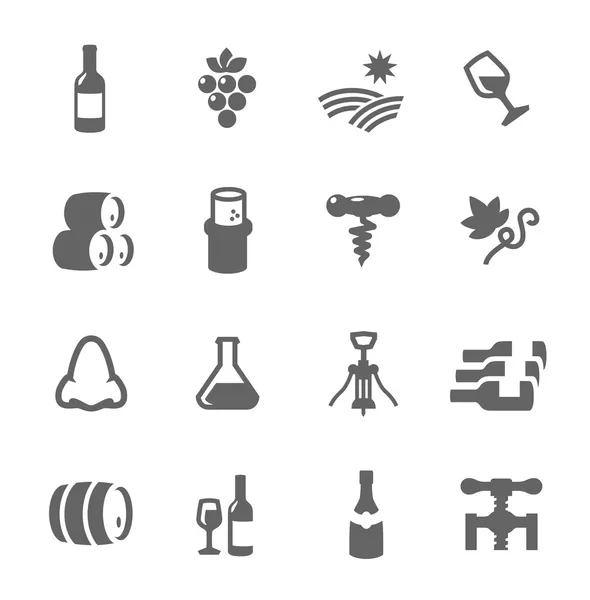 Egyszerű ikonkészlet kapcsolódik a bortermelés Stock Vektor