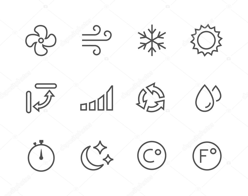 Simple set of air conditioning related vector icons for your design.