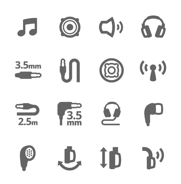 Fones de ouvido características ícones — Vetor de Stock
