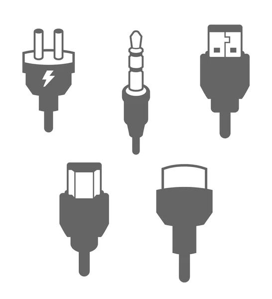 Conjunto de iconos, enchufes y cables — Archivo Imágenes Vectoriales