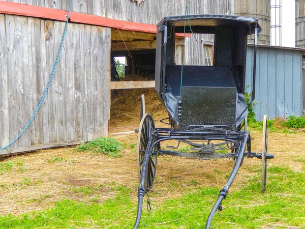 Old wagon in front of a barn