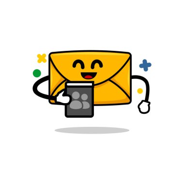 E- posta adresi konsepti. E- posta adresi rehber illüstrasyonu içeren münferit posta karikatürü yüzü