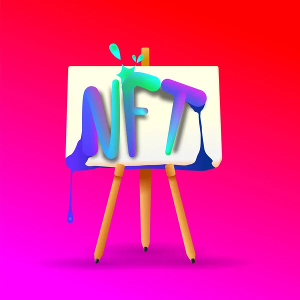 Nft Art Icoon Nft Digitale Tekening Doek Platte Stijl Geïsoleerde — Stockvector