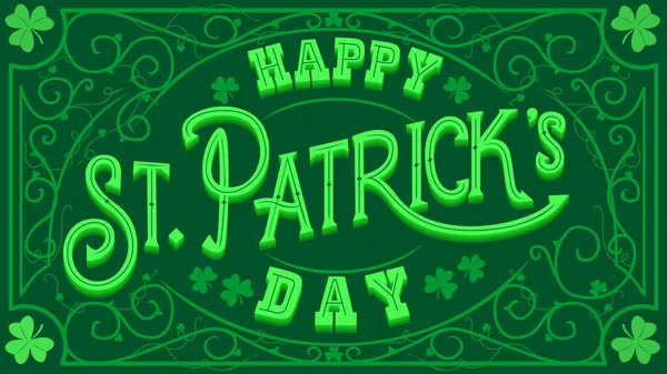 Happy Patricks Den Vintage Retro Typografie Zeleném Pozadí Den Svatého — Stockový vektor