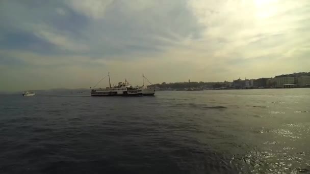 Ship Floating in Bosphorus Istanbul — Stock Video