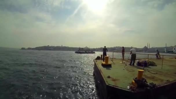 Fishing Men in Bosphorus — Stock Video