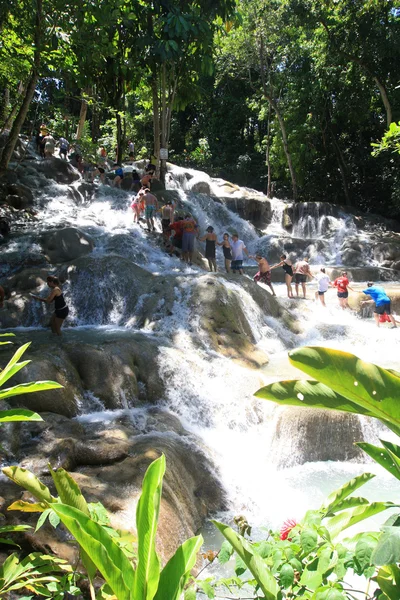 Escalade Dunn's River Falls en Jamaïque — Photo