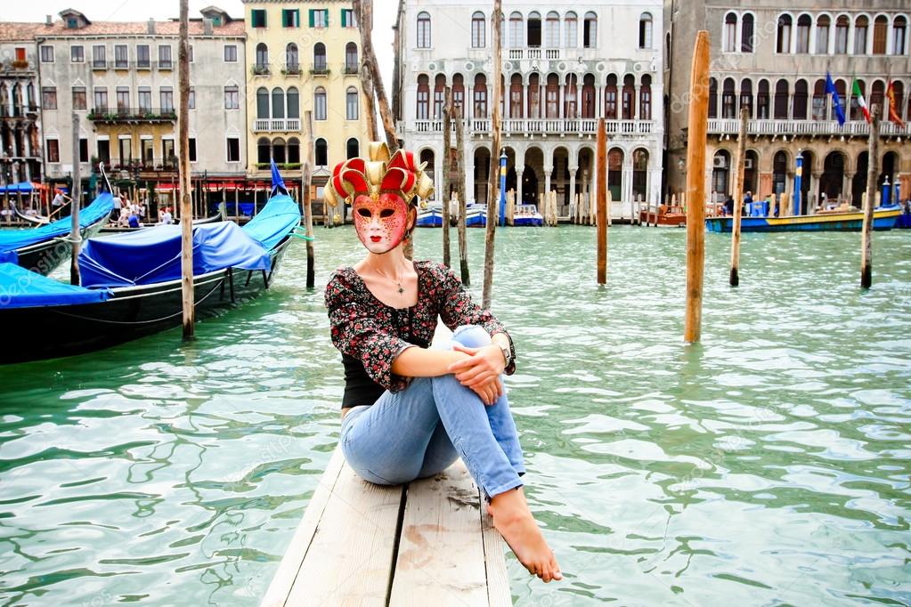 Woman wearing mask in Venice