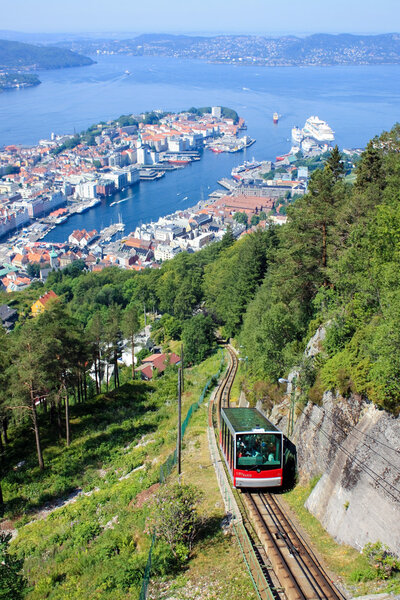 Bergen harbor and Byfjorden fjord
