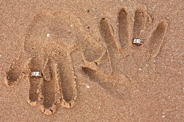 Honeymooners handprints Royalty Free Stock Photos