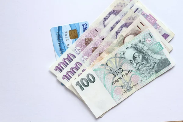 Czech money and credit card — Stock Photo, Image