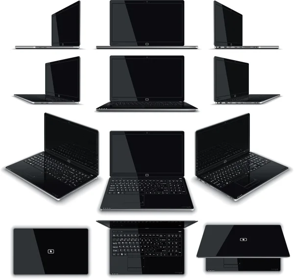 Laptop Multiple Views — Stock Illustration Laptop Multiple Views Vector Graphics