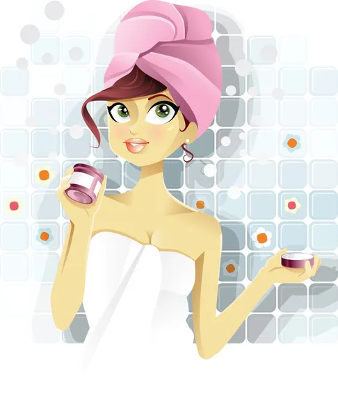 Illustration vectorielle d'une fille fraîchement sortie de la douche — Image vectorielle