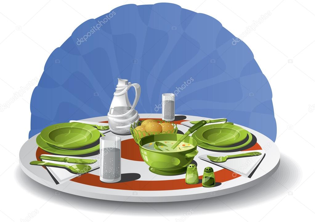Vector illustration of a table set for two.
