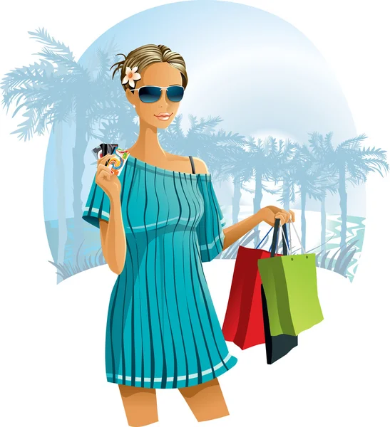 Shopping per vacanze — Vettoriale Stock