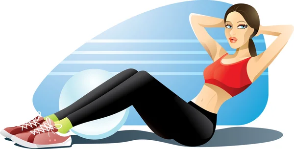 Woman Exercising Abs — Stock Vector