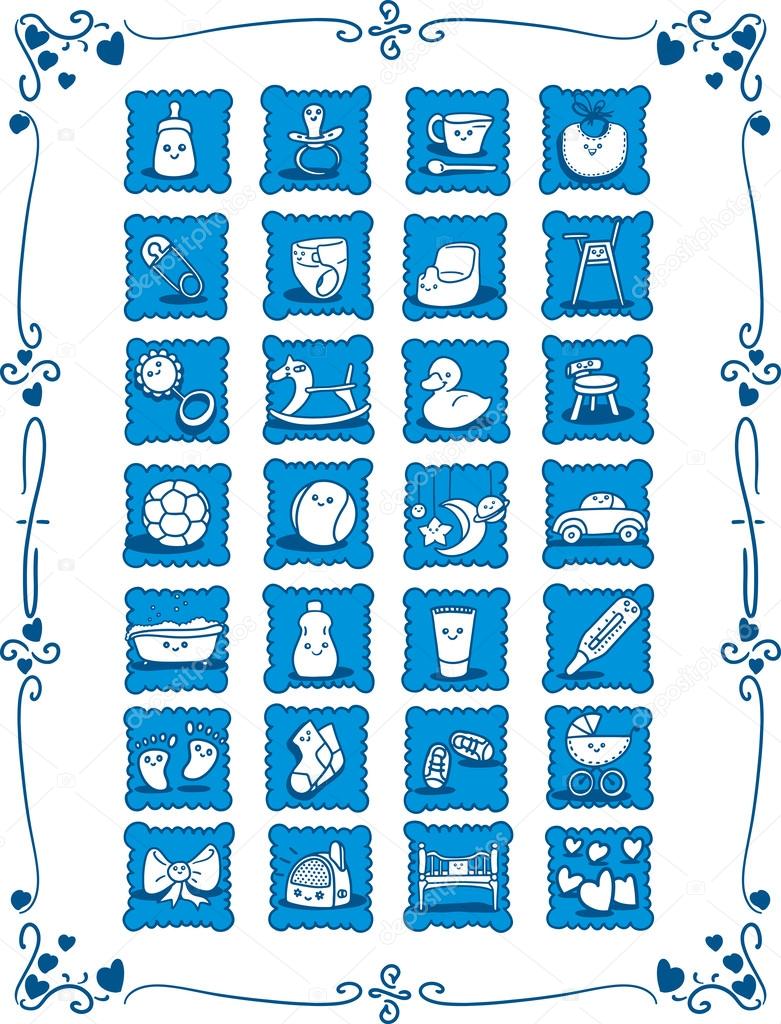 Blue Baby-Theme Cartoon Icons