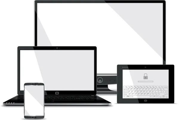 Koleksiyon - akıllı telefon, laptop, tablet pc monitör ekranları — Stok Vektör