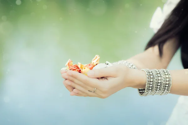 Girl 's Hands Holding Candy — стоковое фото