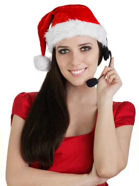 Vánoční call centra-girl — Stock fotografie