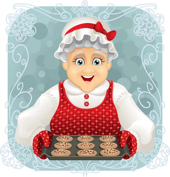 Abuela horneado algunas galletas — Vector de stock