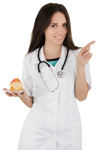 Nutricionista diciendo no a la torta —  Fotos de Stock